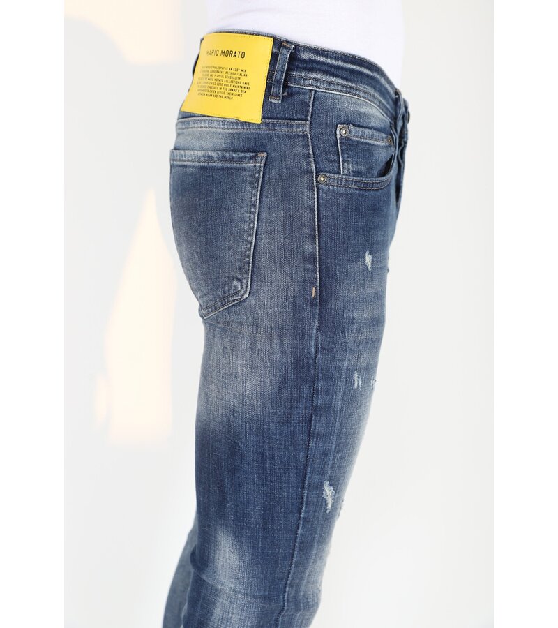 LF Stonewashed Slim Fit Jeans för män med tårar -MM121- Blå