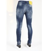 LF Stonewashed Slim Fit Jeans för män med tårar -MM121- Blå LF Stonewashed Slim Fit Jeans för män med tårar -MM121- Blå