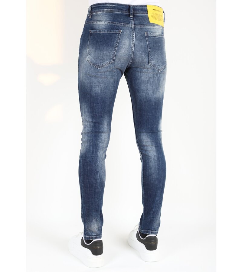 LF Stonewashed Slim Fit Jeans för män med tårar -MM121- Blå