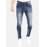 LF Stonewashed Slim Fit Jeans för män med tårar -MM121- Blå LF Stonewashed Slim Fit Jeans för män med tårar -MM121- Blå