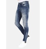 LF Stonewashed Slim Fit Jeans för män med tårar -MM121- Blå LF Stonewashed Slim Fit Jeans för män med tårar -MM121- Blå