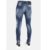 LF Stonewashed Slim Fit Jeans för män med tårar -MM121- Blå LF Stonewashed Slim Fit Jeans för män med tårar -MM121- Blå