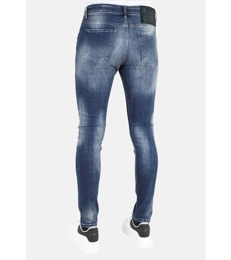 LF Stonewashed Slim Fit Jeans för män med tårar -MM121- Blå