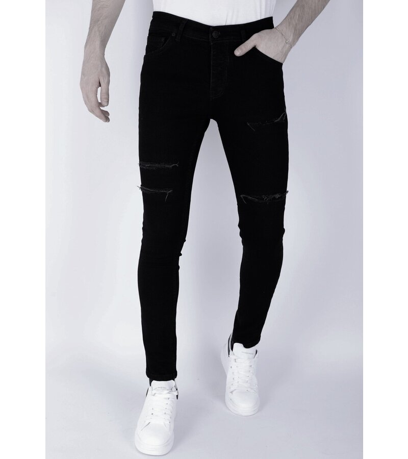 Mario Morato Torn Jeans - Slim Fit, svart för herr -DP103