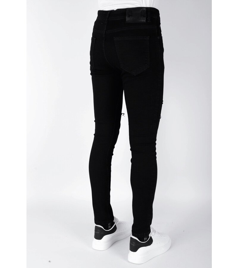 Mario Morato Torn Jeans - Slim Fit, svart för herr -DP103