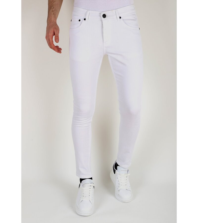 Mario Morato Neat White Slim fit jeans med stretch för män -DP106