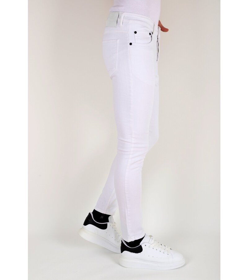 Mario Morato Neat White Slim fit jeans med stretch för män -DP106