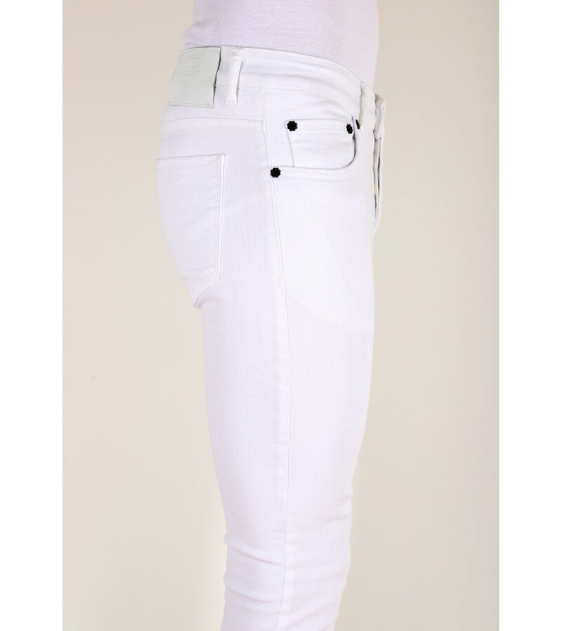 Mario Morato Neat White Slim fit jeans med stretch för män -DP106