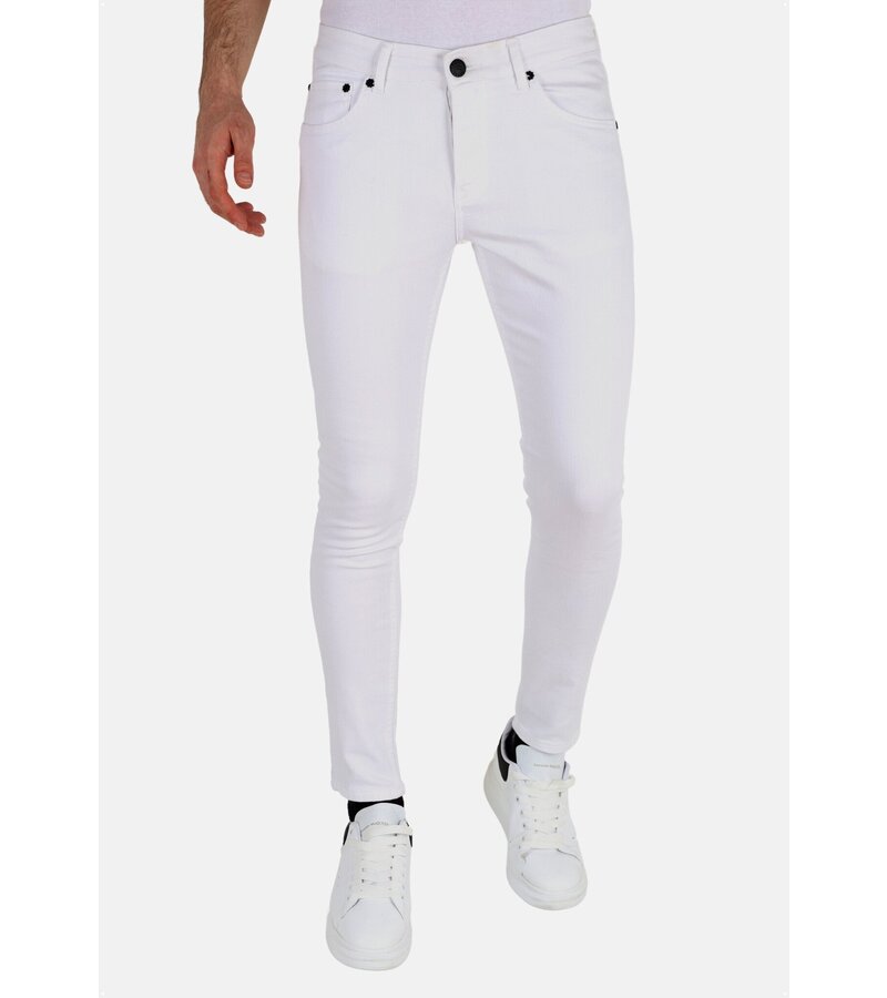 Mario Morato Neat White Slim fit jeans med stretch för män -DP106