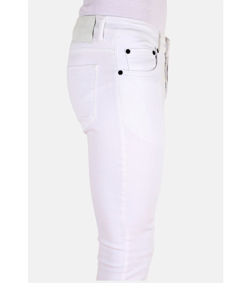 Mario Morato Neat White Slim fit jeans med stretch för män -DP106
