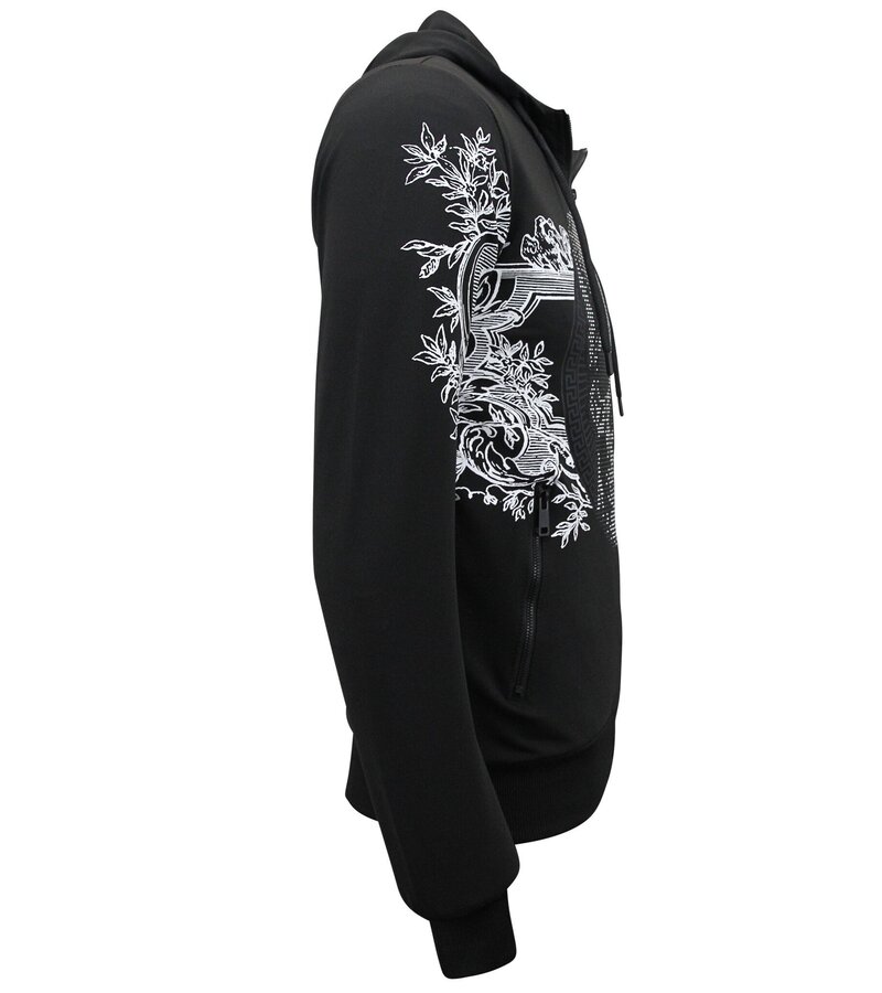 Top Star Joggingdräkt med tryck för herrar - Husdräkt - Traningsuit - 2676 - Svart