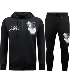 True Rise Tupac Shakur joggingdräkt för herrar - Hemmakostym - 2Pac Träningsoverall - 267 - Svart