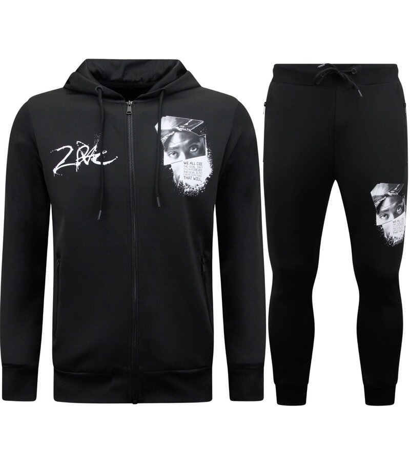 TopStar Tupac Shakur joggingdräkt för herrar - Hemmakostym - 2Pac Träningsoverall - 267 - Svart