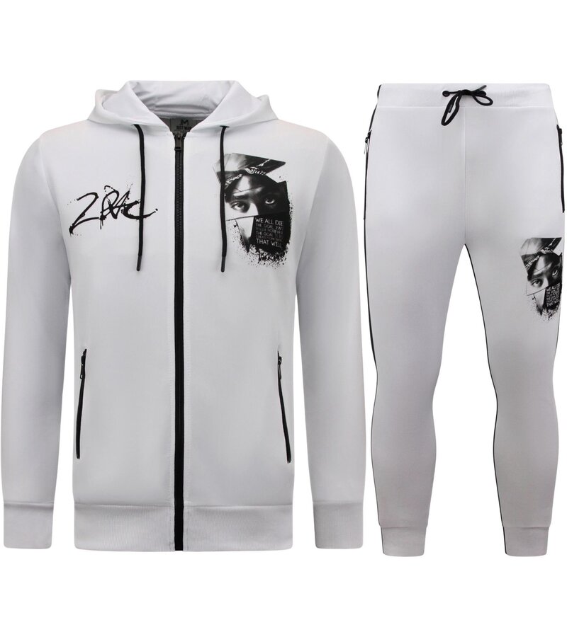 TopStar Träningsoverall Herr Tupac Shakur - Homesuit - 2Pac Joggingdräkt - 267 - Vit