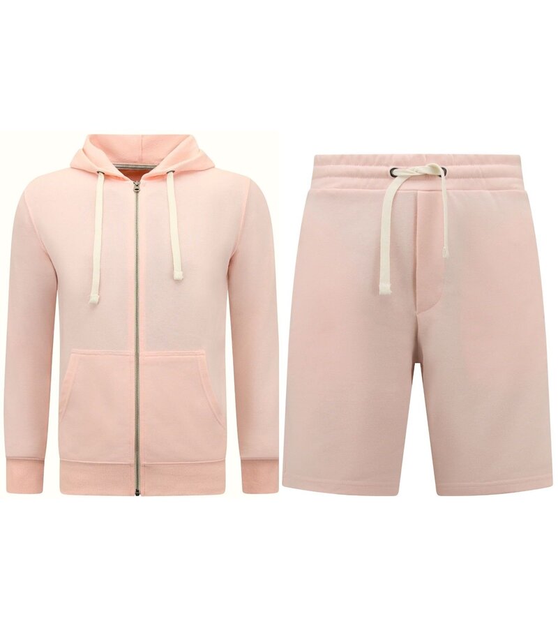 Enos Hoodie Herr med dragkedja - Joggingshorts Herr - SET - Rosa
