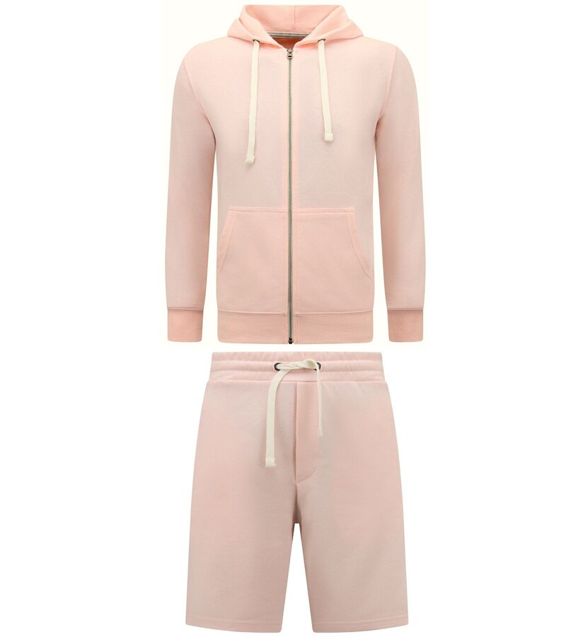 Enos Hoodie Herr med dragkedja - Joggingshorts Herr - SET - Rosa