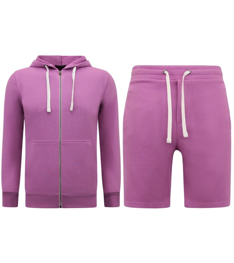 Enos Hoodie med dragkedja för män - Snygga joggingbyxor för män - SET - Lila