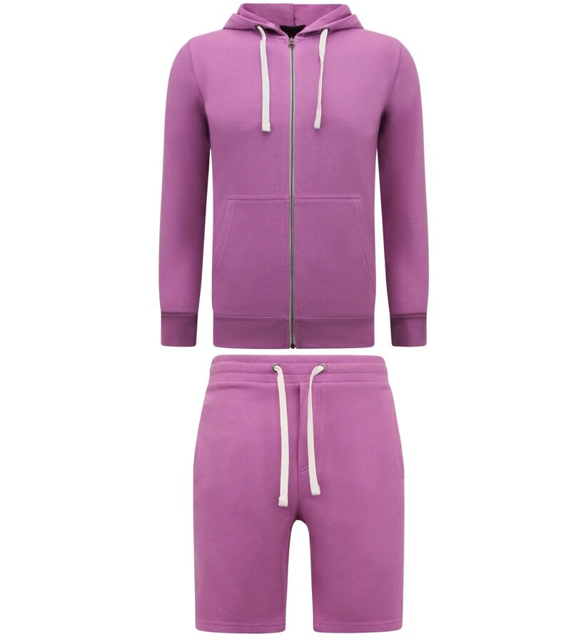 Enos Hoodie med dragkedja för män - Snygga joggingbyxor för män - SET - Lila