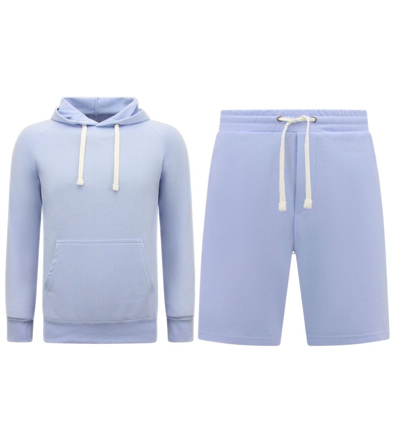 Enos Hoodie Men - Korta joggingbyxor för män - SET - Ljusblå