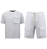 TopStar Ribbad överdimensionerad T-shirt - Joggingbyxor för män - SET - Vit TopStar Ribbad överdimensionerad T-shirt - Joggingbyxor för män - SET - Vit