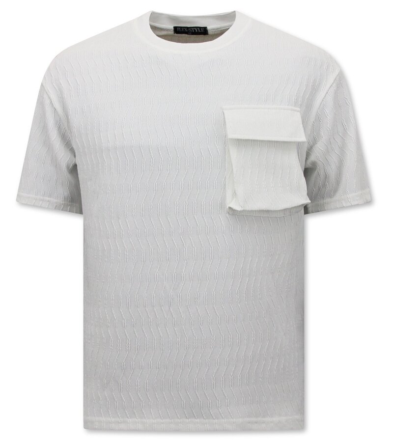 TopStar Ribbad överdimensionerad T-shirt - Joggingbyxor för män - SET - Vit