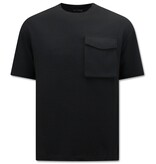 True Rise Ribbad överdimensionerad T-shirt - Joggingbyxor för män - SET - Svart