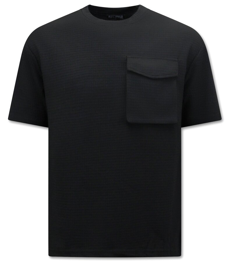 TopStar Ribbad överdimensionerad T-shirt - Joggingbyxor för män - SET - Svart