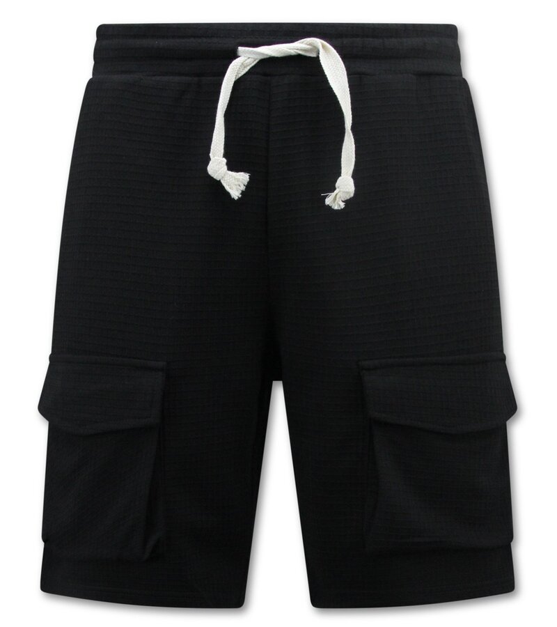 TopStar Ribbad överdimensionerad T-shirt - Joggingbyxor för män - SET - Svart