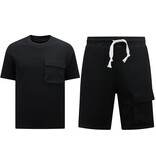 True Rise Ribbat överdimensionerat sommarställ för män - SET - Svart