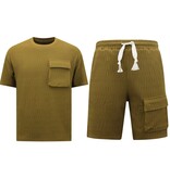 True Rise Ribbat överdimensionerat sommarset för män - SET - Brun