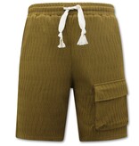 TopStar Ribbat överdimensionerat sommarset för män - SET - Brun TopStar Ribbat överdimensionerat sommarset för män - SET - Brun