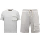 True Rise Ribbat överdimensionerat sommarset för män - SET - Vit