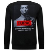 Top Star Tupac tröja för män - Svart Top Star Tupac tröja för män - Svart