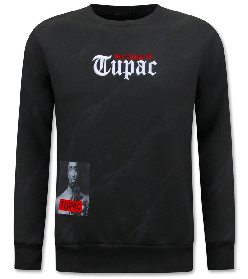 Top Star Tupac tröja för män - Svart