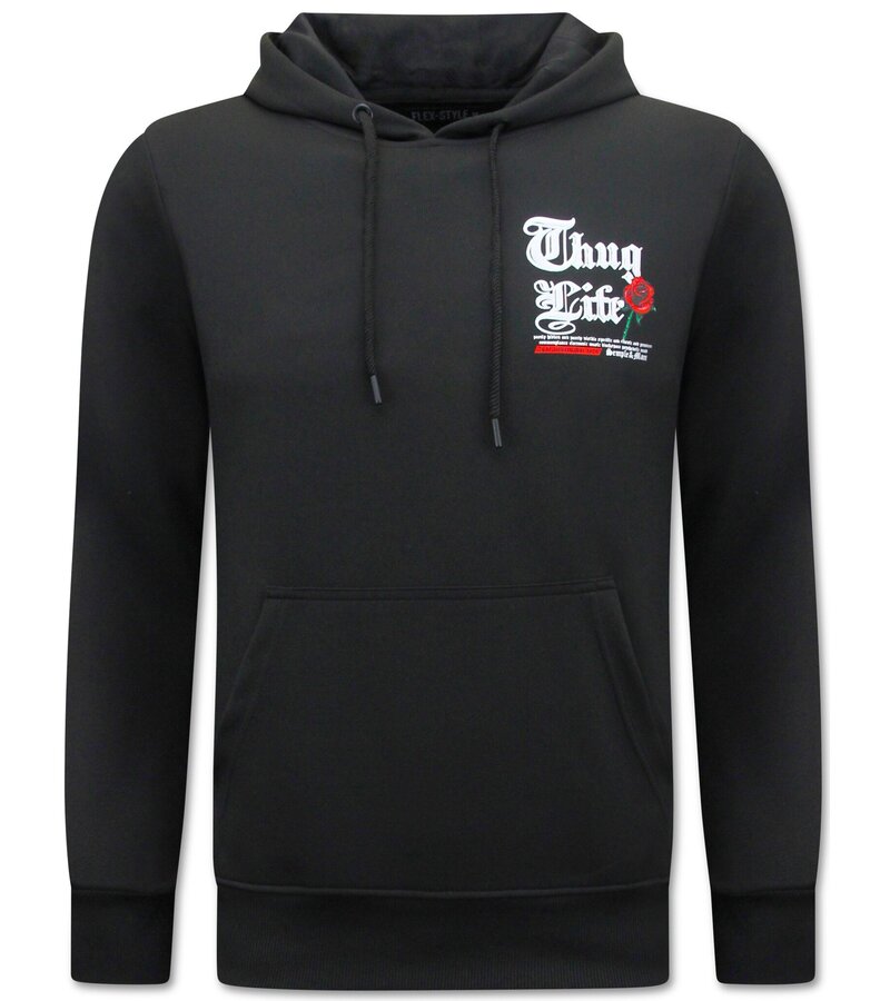 Top Star 2Pac Hoodie för män - Thug Life - Svart