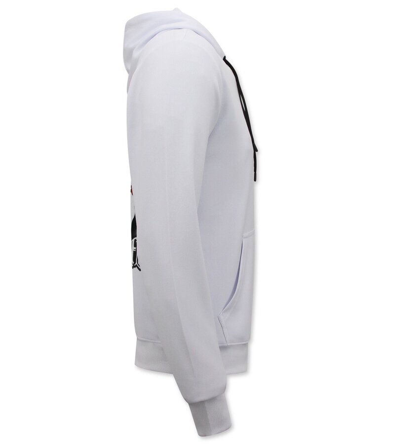 Top Star Tupac Hoodie för män - Thug Life - Vit