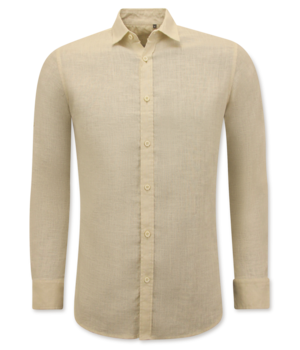 Enos Linne skjorta för herr - Regular Fit - Casual Blanco - Beige