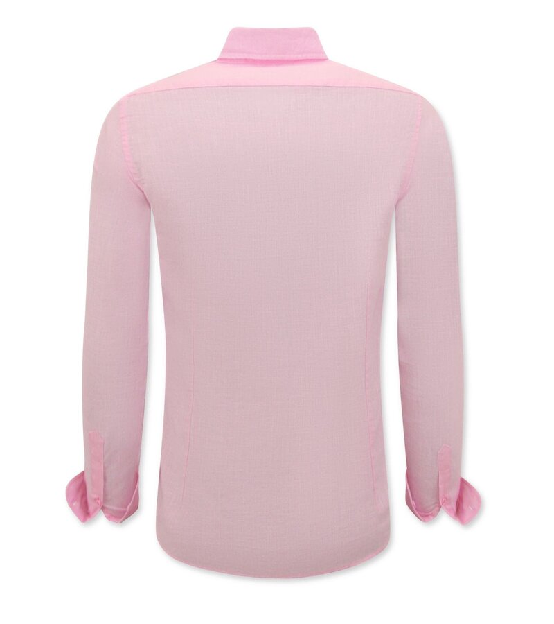 Enos Linne skjorta för män - Regular Fit - Casual Blanco - Rosa