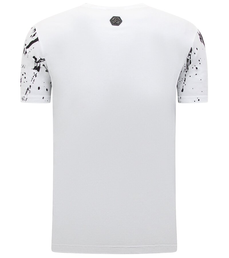 Enos Skull - T-shirt med Rhinestone - 7975 - Vit