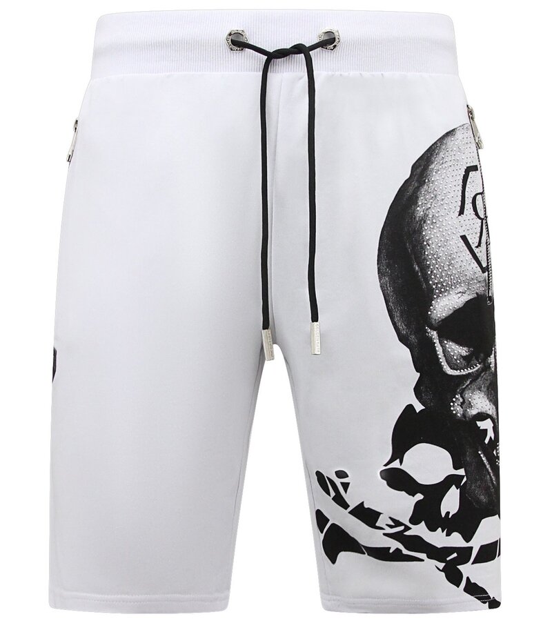 Enos Skull - Rhinestone Shorts - 7976 - Vit