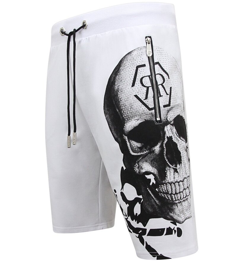 Enos Skull - Rhinestone Shorts - 7976 - Vit