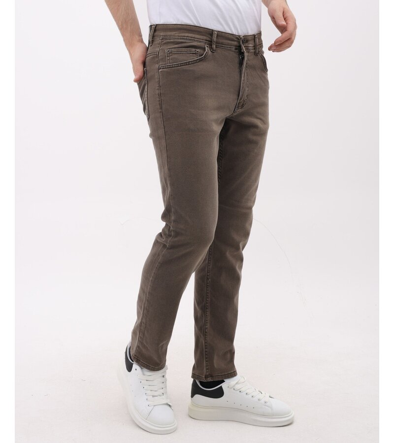 Mario Morato Snygga vanliga Jeans Herr - Stretchjeans Herr - MM-R-02 - Brun