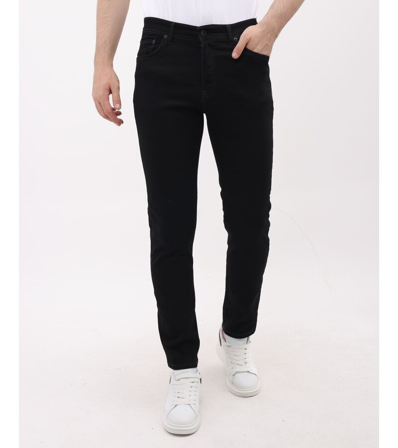 Mario Morato Jeans Herr - Neat Stretch Denim Byxor Herr - Regular Fit - MM-R-04 - Svart