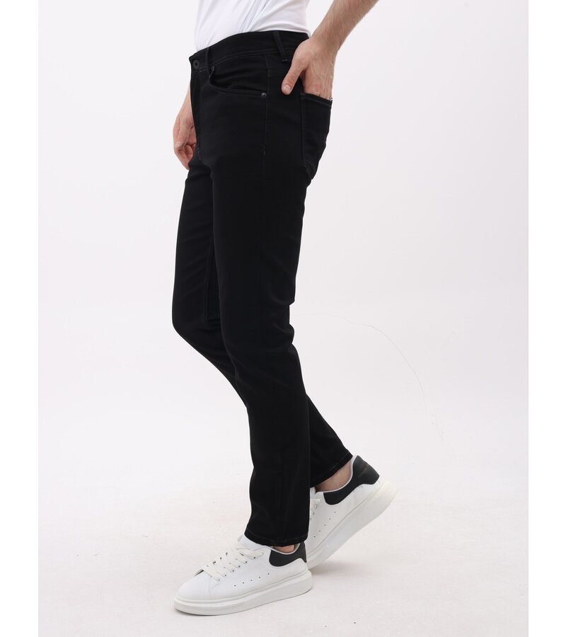 Mario Morato Jeans Herr - Neat Stretch Denim Byxor Herr - Regular Fit - MM-R-04 - Svart