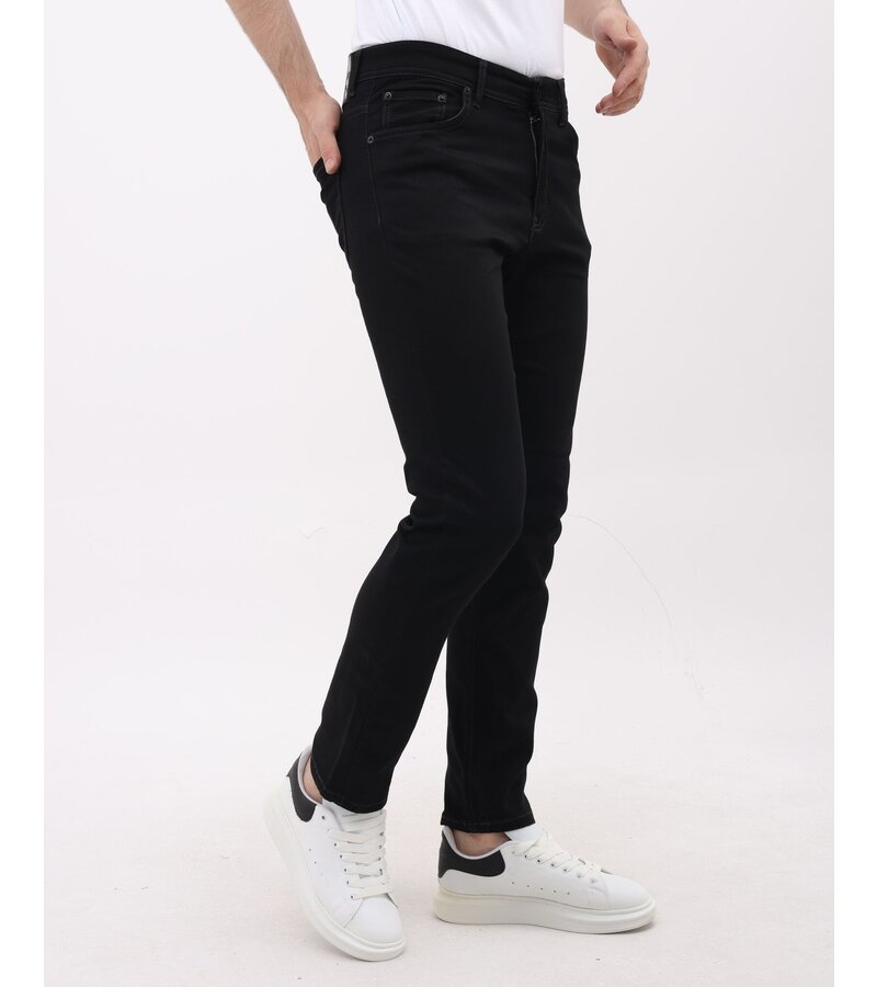 Mario Morato Jeans Herr - Neat Stretch Denim Byxor Herr - Regular Fit - MM-R-04 - Svart