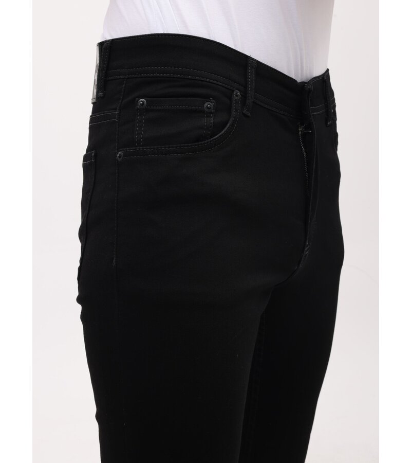 Mario Morato Jeans Herr - Neat Stretch Denim Byxor Herr - Regular Fit - MM-R-04 - Svart