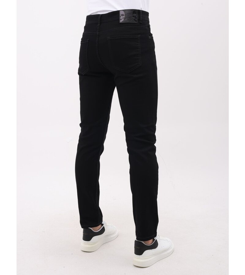 Mario Morato Jeans Herr - Neat Stretch Denim Byxor Herr - Regular Fit - MM-R-04 - Svart