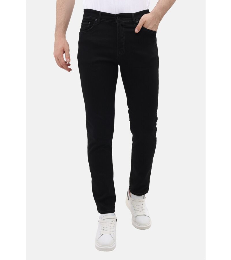 Mario Morato Jeans Herr - Neat Stretch Denim Byxor Herr - Regular Fit - MM-R-04 - Svart