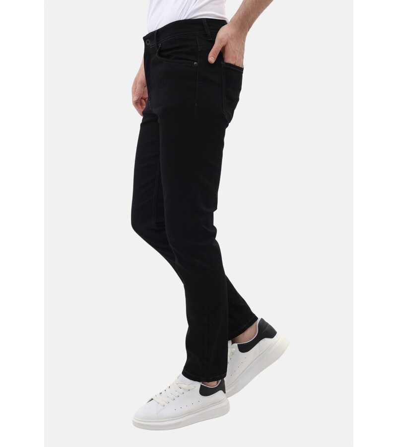 Mario Morato Jeans Herr - Neat Stretch Denim Byxor Herr - Regular Fit - MM-R-04 - Svart