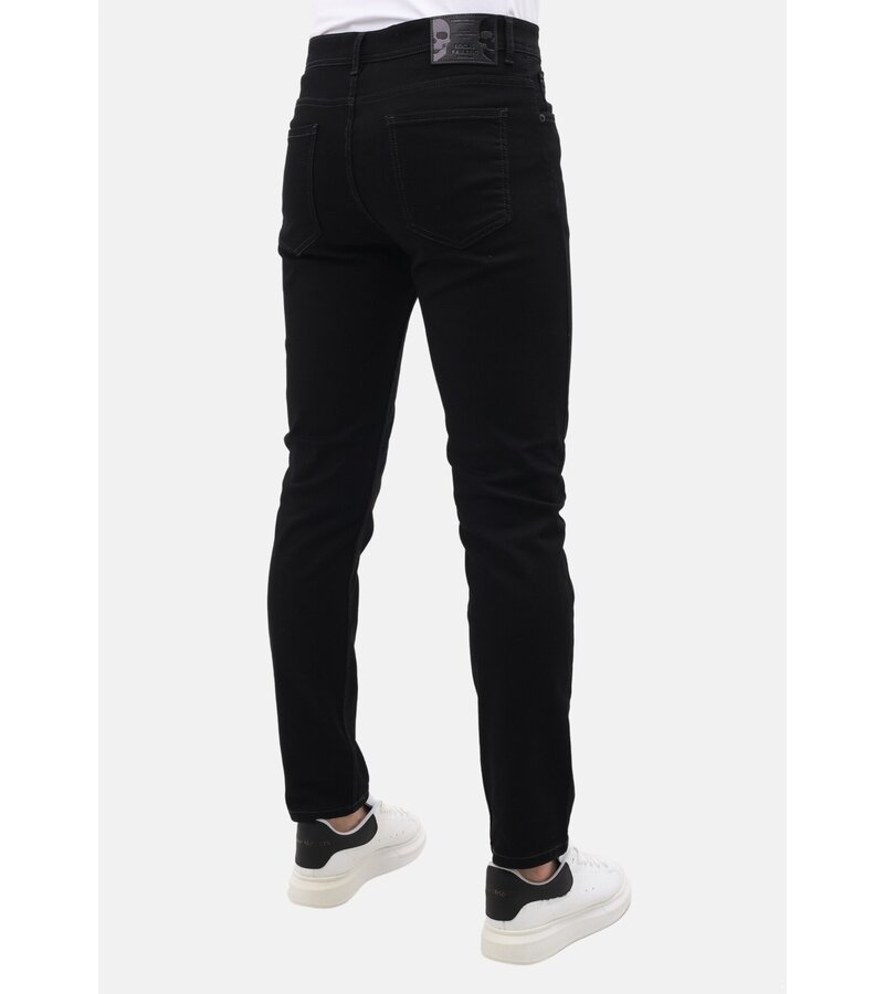 Mario Morato Jeans Herr - Neat Stretch Denim Byxor Herr - Regular Fit - MM-R-04 - Svart